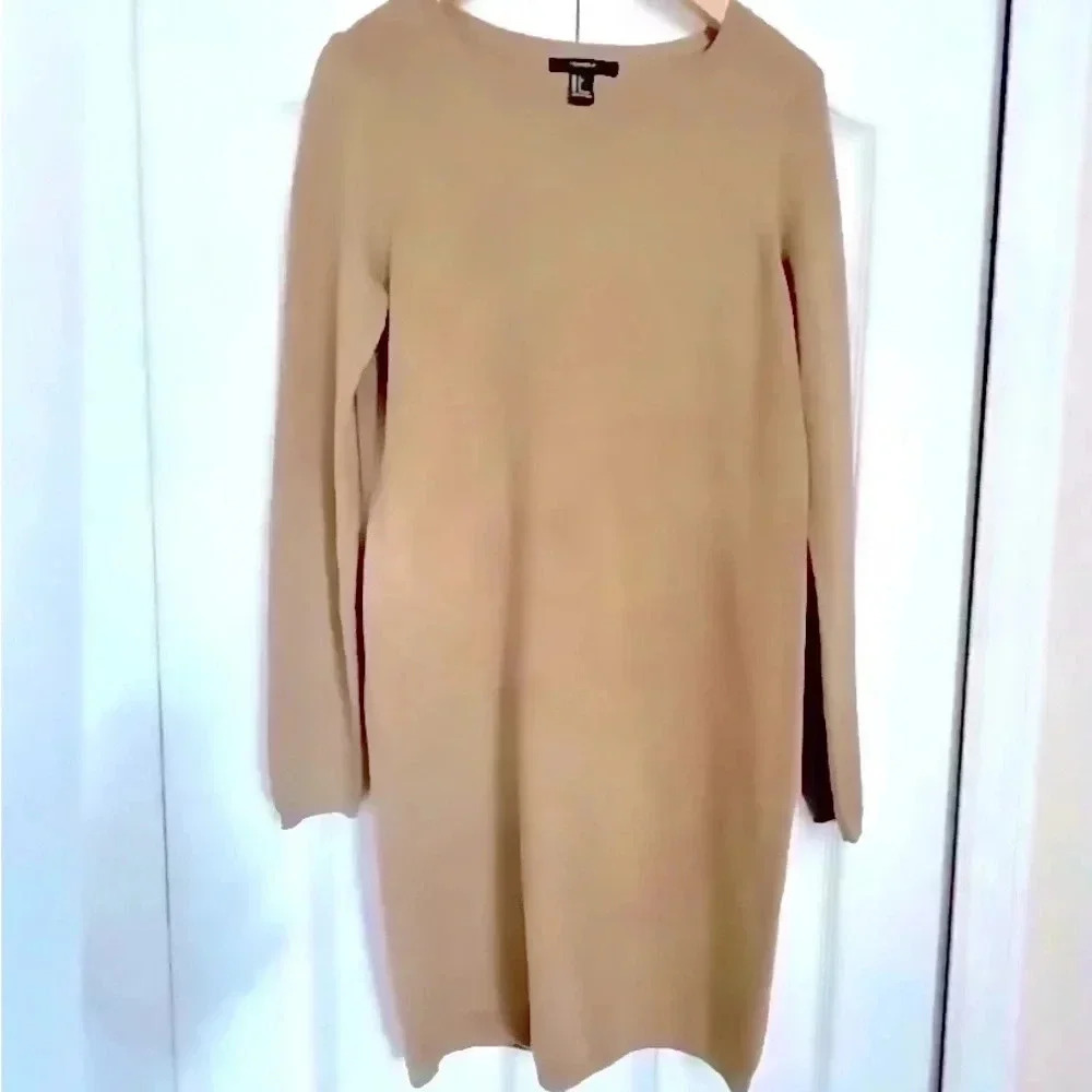 Camel Long Sleeve Sweater Dress